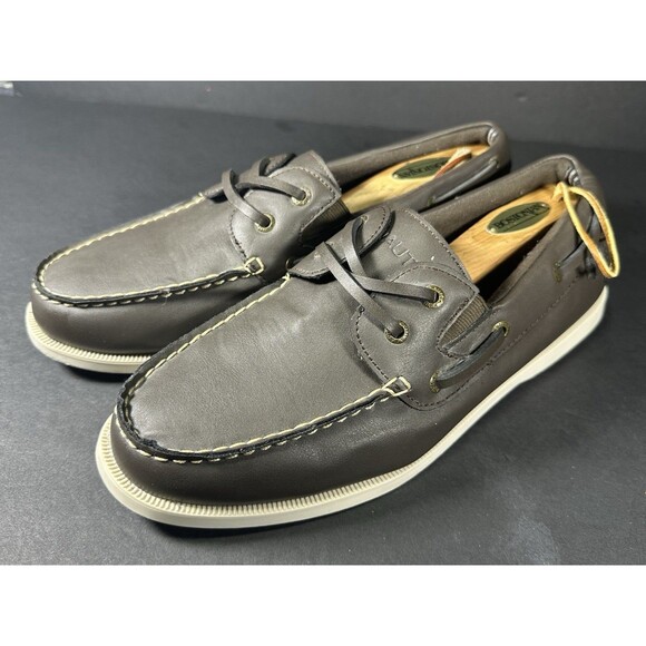 Nautica Linder Brown Moc Toe Low Top Slip On Boat Shoes Size 9.5 - Picture 5 of 8